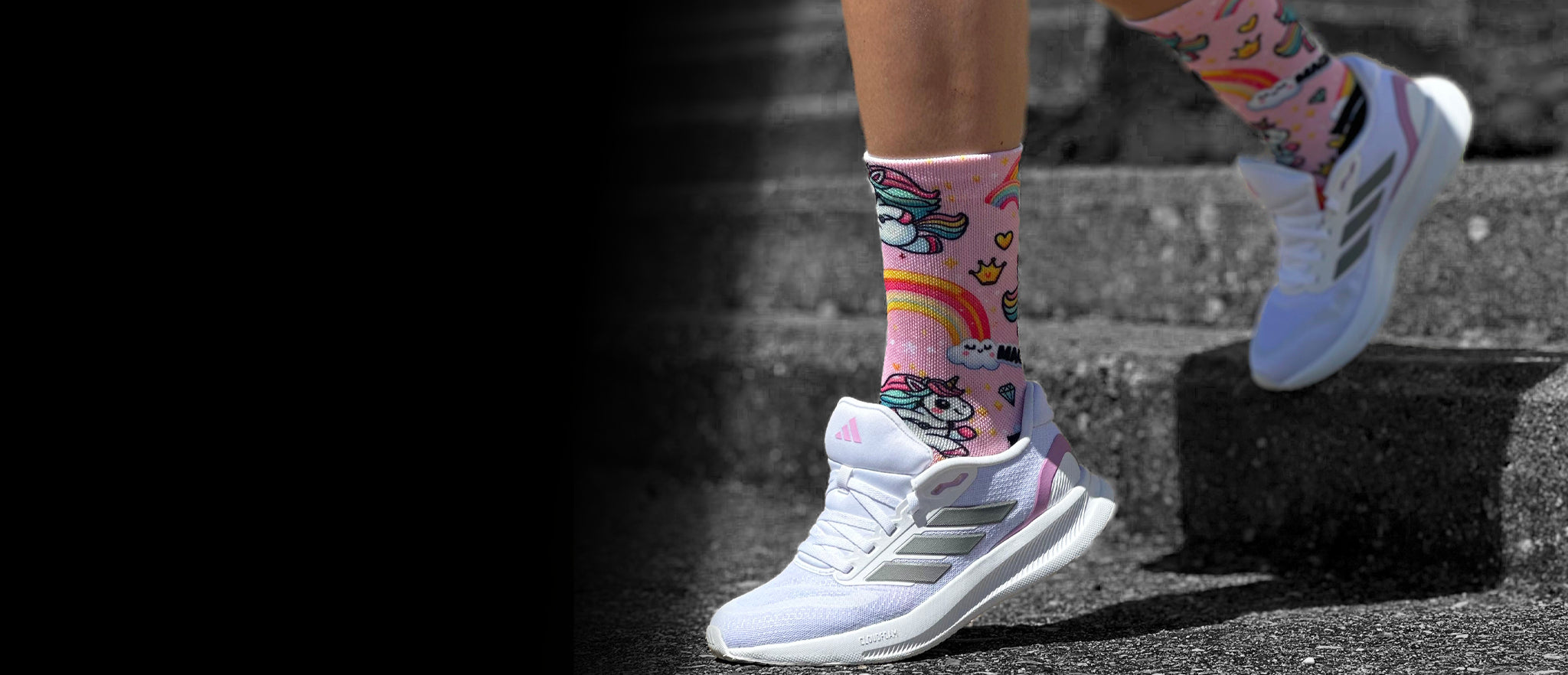 calcetines running rosas unicornio para chica